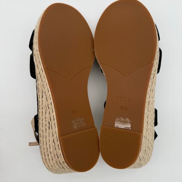 Vivaia Sally Pro Wedge Sandals Old Money Casual Knit Platform Comfort Black 8.5 - Picture 5 of 7